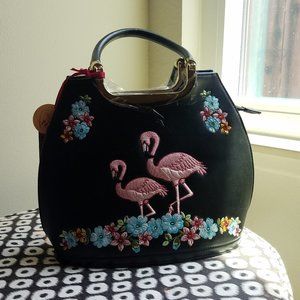 Banned dancing days embroidered flamingo bag